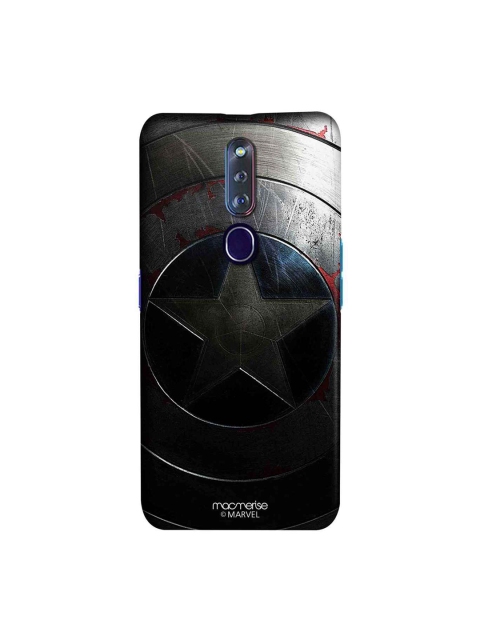

macmerise Black & Silver-Toned Captain America Shield Printed Oppo F11 Pro Case