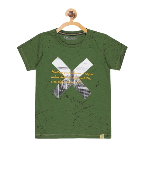 

Monte Carlo Boys Olive Green Printed Round Neck T-shirt