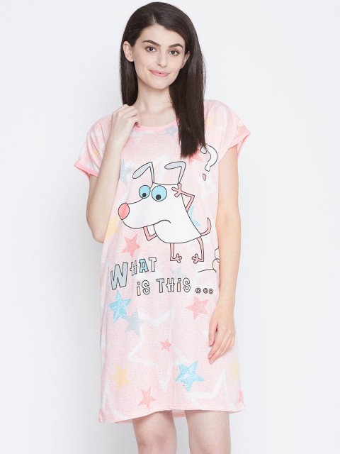 

Camey Women Pink & Blue Star Print Sleep Shirt