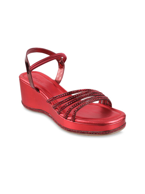 

Metro Women Maroon Embellished Wedges