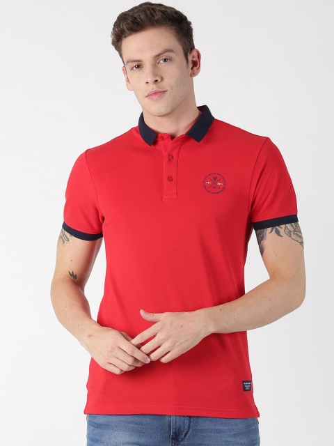 

BLACK BUCK Men Red Solid Polo Collar T-shirt