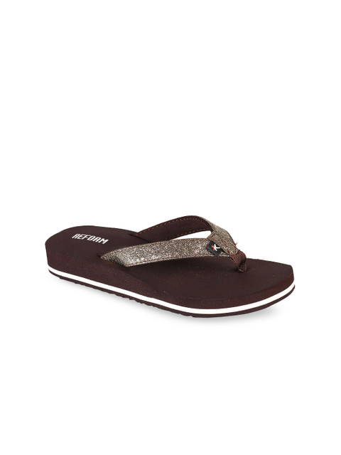 

REFOAM Women Brown Solid Slip-On Flip Flops