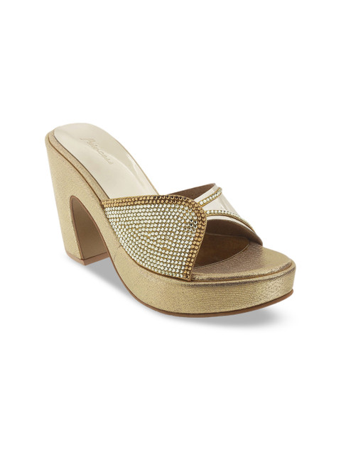 

Metro Women Gold-Toned Embellished Platform Heels