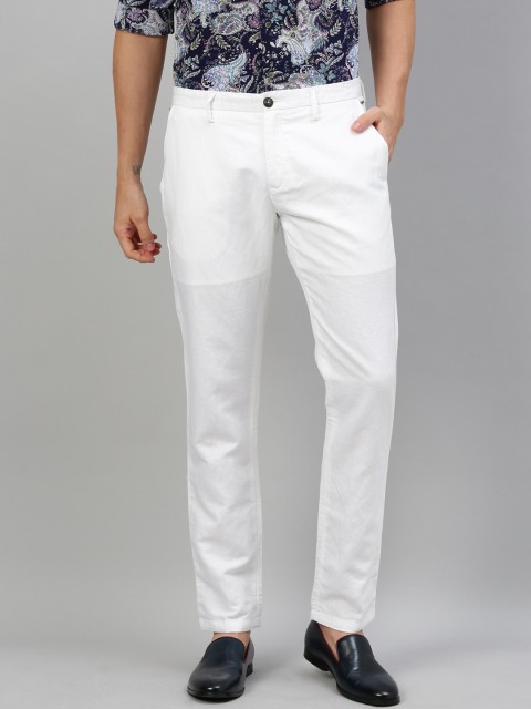 

RARE RABBIT Men White Regular Fit Solid Regular Trousers