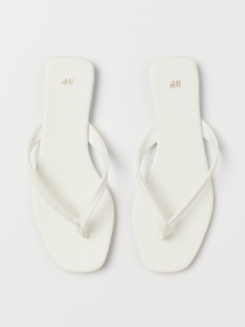 H&M Women White Solid Flip Flops