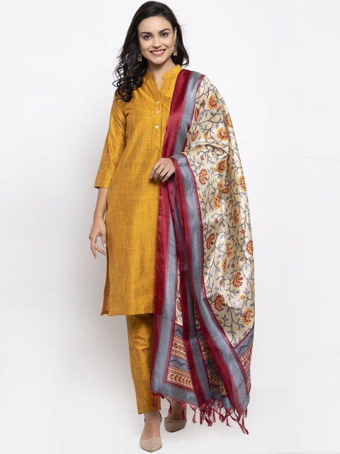 

Jompers Beige & Yellow Printed Dupatta