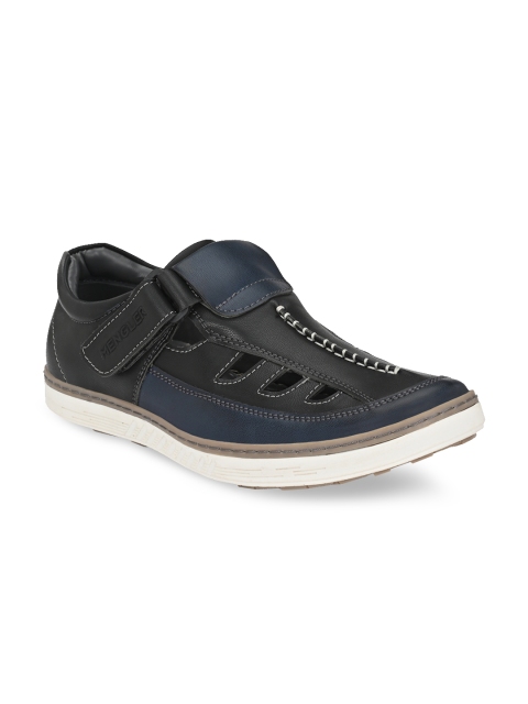 

MENGLER Men Black & Blue Shoe-Style Sandals