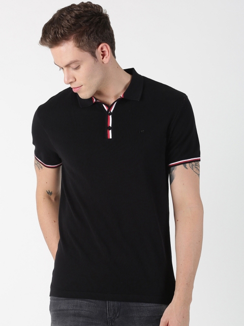 

BLACK BUCK Men Black Solid Polo Collar T-shirt