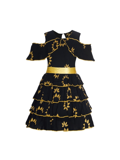 

naughty ninos Girls Black Printed A-Line Dress