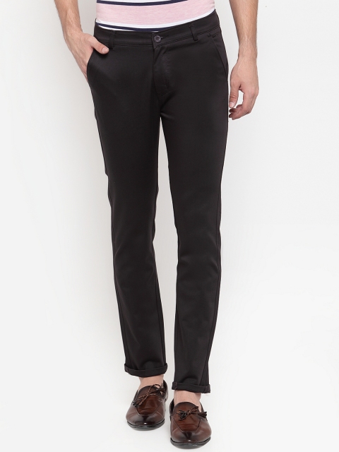 

Rodamo Men Black Slim Fit Solid Regular Trousers