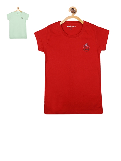 

Monte Carlo Girls Pack of 2 Solid T-Shirts, Red