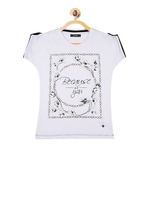 

Monte Carlo Girls Off-White & Black Printed Top