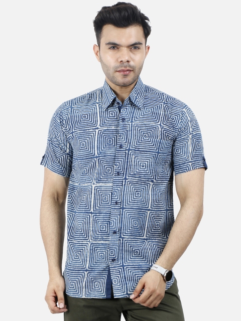 

Wintage Men Blue & White Slim Fit Printed Casual Shirt