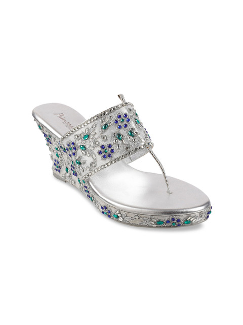 

Metro Women Silver-Toned Embellished Wedges