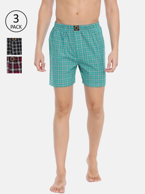 

Joven Men Pack Of 3 Checked Boxers JB050, Red