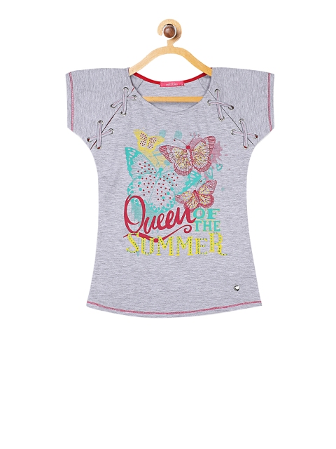 

Monte Carlo Girls Grey & Red Printed Top