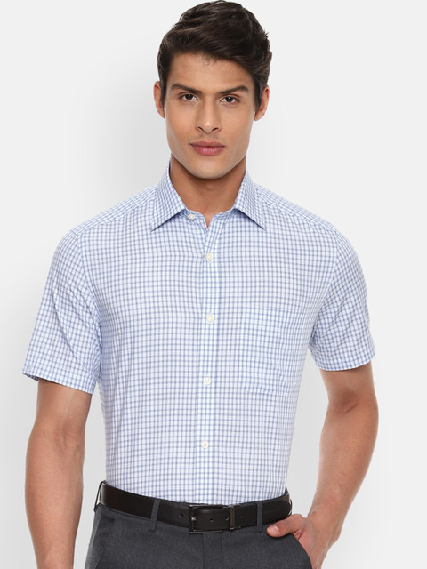 

Louis Philippe Men Blue Classic Regular Fit Checked Formal Shirt
