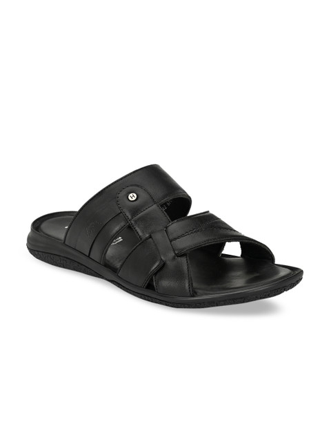 

Hitz Men Black Solid Leather Sandals