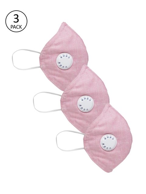 

LUXURAZI Unisex Pack of 3 5-Ply Reusable Certified Outdoor Masks With Valve, Pink