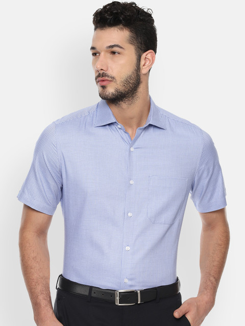 

Louis Philippe Men Blue & Off-White Regular Fit Self Design Formal Shirt
