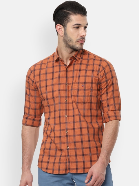 

Louis Philippe Sport Men Orange & Black Slim Fit Checked Casual Shirt