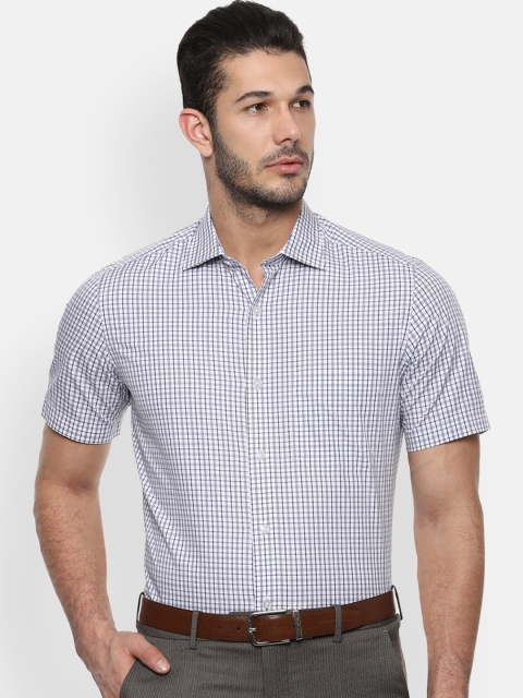

Louis Philippe Men White & Grey Regular Fit Checked Formal Shirt