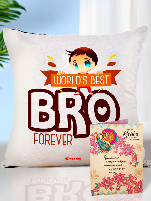 

Archies Multicoloured 2-Piece Raksha Bandhan Printed Cushion & Gift Card, Multi