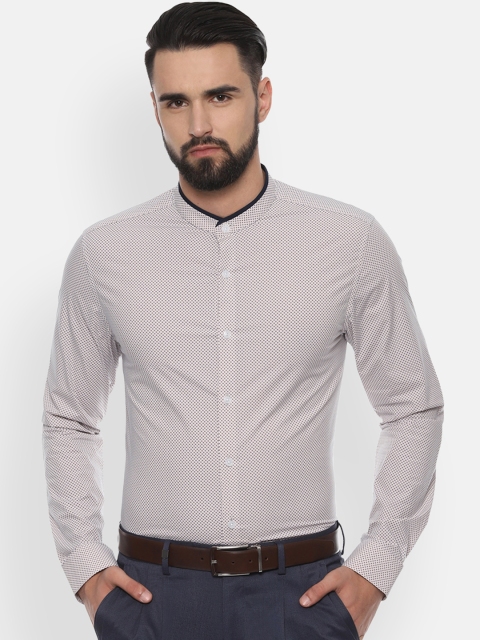 

Louis Philippe Men Beige & Blue Slim Fit Printed Formal Shirt