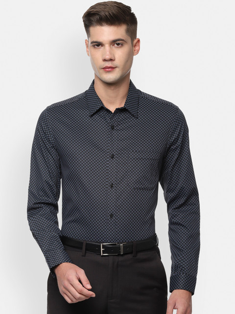 

Louis Philippe Men Black & Grey Slim Fit Printed Formal Shirt