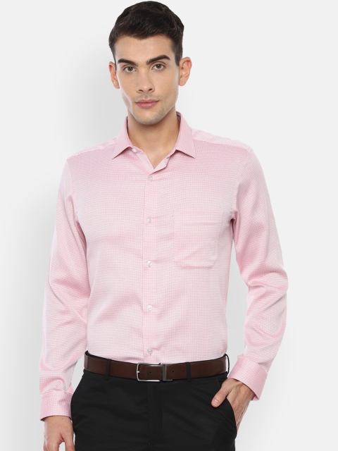 Louis Philippe Men Pink Classic Slim Fit Self Design Formal Shirt