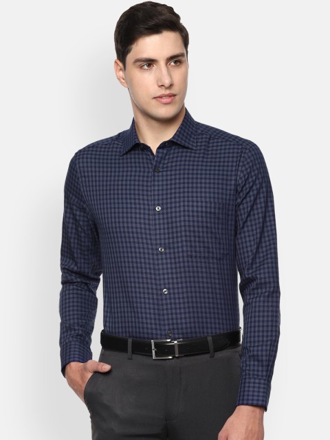 

Louis Philippe Men Navy Blue Classic Regular Fit Checked Formal Shirt