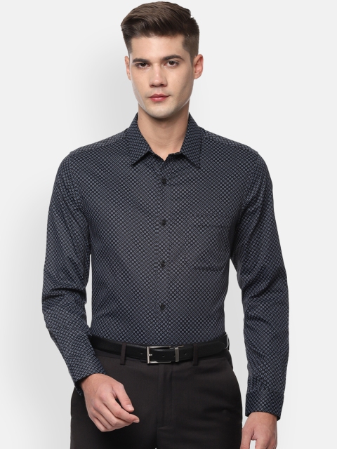 

Louis Philippe Men Black & Blue Slim Fit Printed Formal Shirt