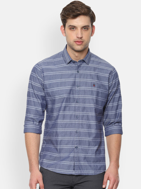 

Louis Philippe Sport Men Blue & Grey Slim Fit Striped Casual Shirt