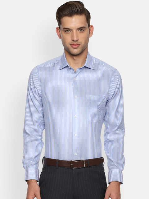 

Louis Philippe Men Blue Regular Fit Striped Formal Shirt