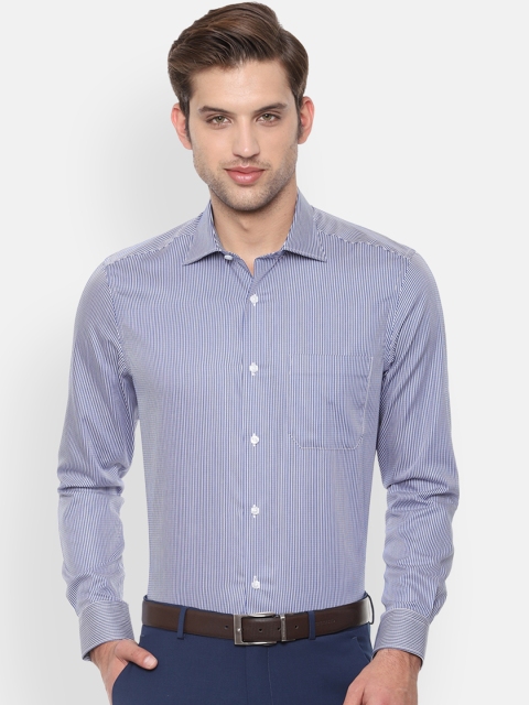 

Louis Philippe Men Blue & White Regular Fit Striped Formal Shirt