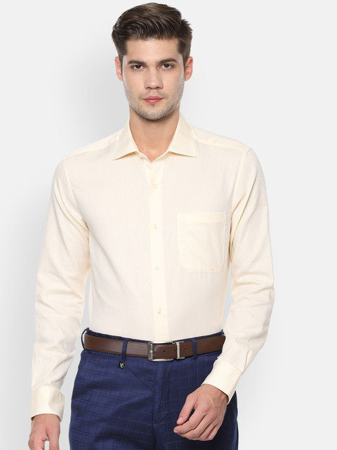 

Louis Philippe Men Yellow Regular Fit Self Design Formal Shirt