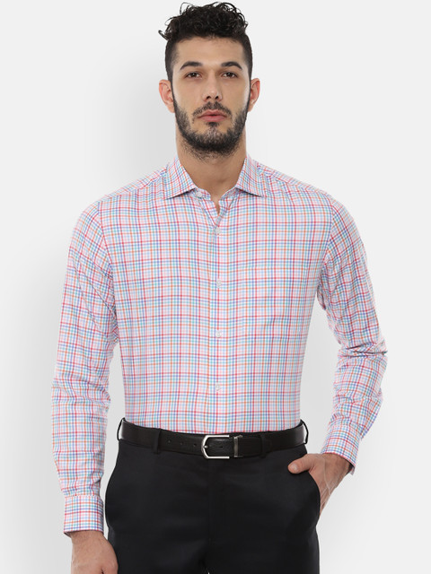 

Louis Philippe Men Pink Classic Regular Fit Checked Formal Shirt