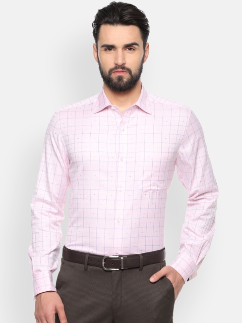 Louis Philippe Men Pink Classic Regular Fit Checked Formal Shirt