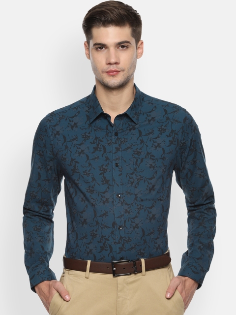 

Louis Philippe Men Teal Blue & Black Slim Fit Printed Formal Shirt