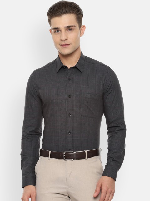 

Louis Philippe Men Charcoal Grey Checked Classic Slim Fit Formal Shirt