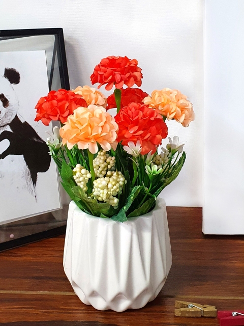 

Art Street Red & Orange Artificial Flower Plant With Pot