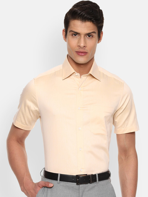 

Louis Philippe Men Beige Classic Fit Solid Formal Shirt