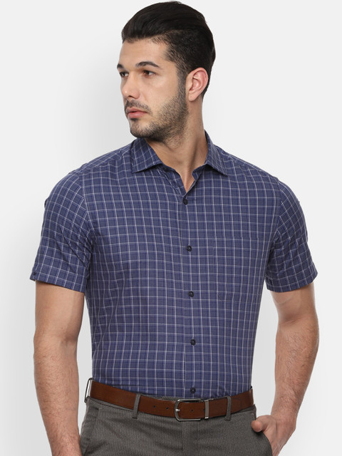 

Louis Philippe Men Blue Checked Classic Fit Formal Shirt
