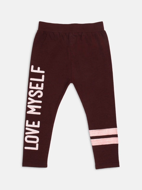 

Ziama Girls Burgundy & White Printed Regular Fit Capris