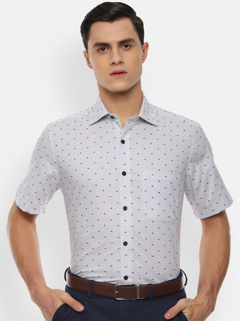 

Louis Philippe Men Grey Classic Regular Fit Self Design Formal Shirt