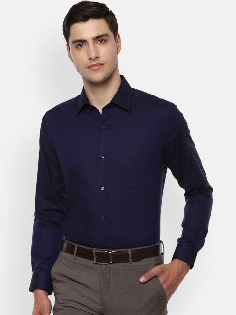 

Louis Philippe Men Navy Blue Classic Regular Fit Self Design Formal Shirt