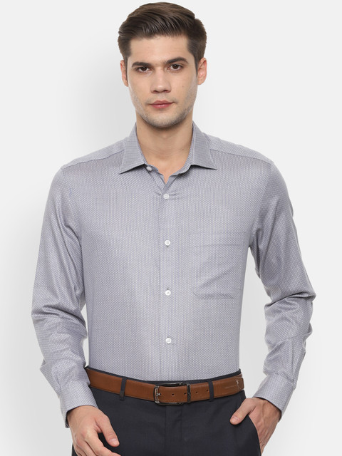 

Louis Philippe Men Grey Classic Regular Fit Self Design Formal Shirt