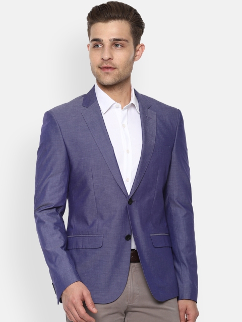 

Louis Philippe Sport Men Blue Solid Slim-Fit Single-Breasted Casual Pure Cotton Blazer