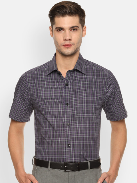 

Louis Philippe Men Charcoal Grey & White Checked Classic Regular Fit Formal Shirt