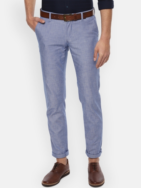 

Louis Philippe Sport Men Blue Self Design Regular Fit Semi-Formal Trousers